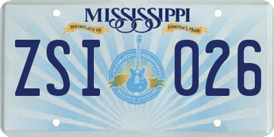 MS license plate ZSI026