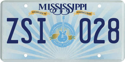MS license plate ZSI028
