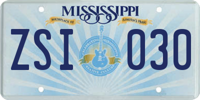 MS license plate ZSI030