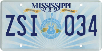 MS license plate ZSI034