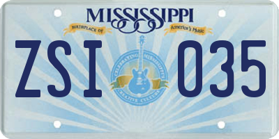 MS license plate ZSI035