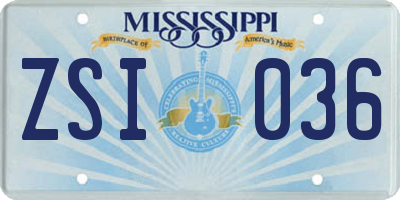 MS license plate ZSI036