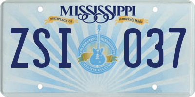 MS license plate ZSI037