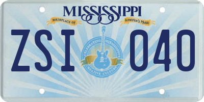 MS license plate ZSI040