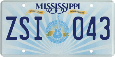 MS license plate ZSI043