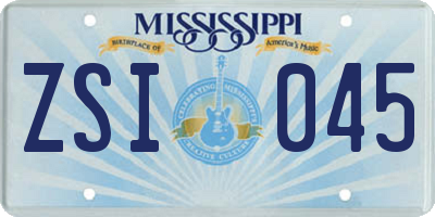 MS license plate ZSI045