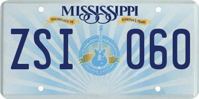 MS license plate ZSI060