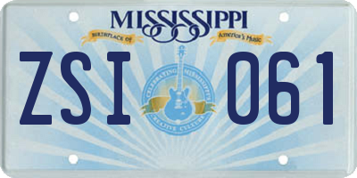 MS license plate ZSI061