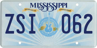 MS license plate ZSI062