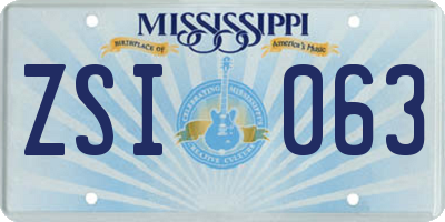 MS license plate ZSI063