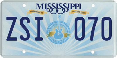 MS license plate ZSI070