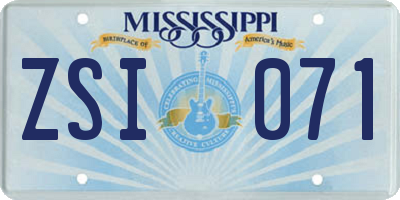 MS license plate ZSI071