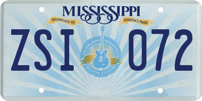 MS license plate ZSI072