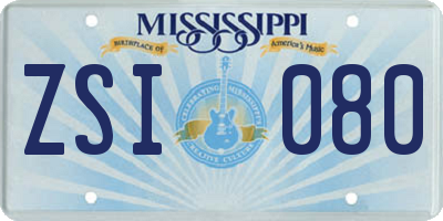 MS license plate ZSI080