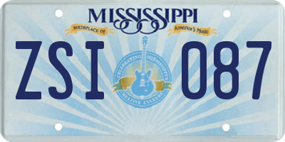 MS license plate ZSI087
