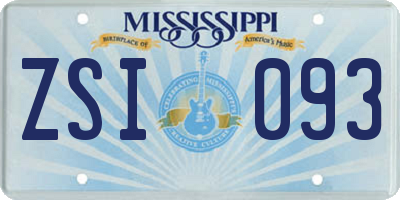 MS license plate ZSI093