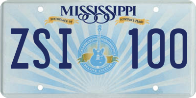 MS license plate ZSI100
