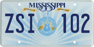 MS license plate ZSI102