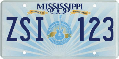 MS license plate ZSI123