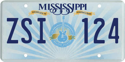 MS license plate ZSI124