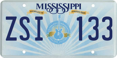 MS license plate ZSI133