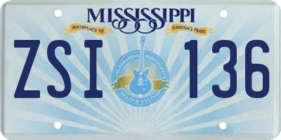 MS license plate ZSI136