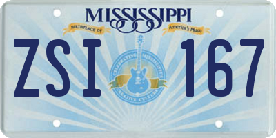 MS license plate ZSI167