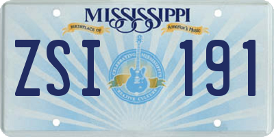 MS license plate ZSI191