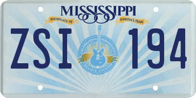 MS license plate ZSI194