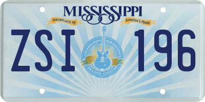 MS license plate ZSI196