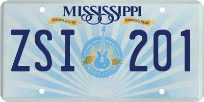 MS license plate ZSI201