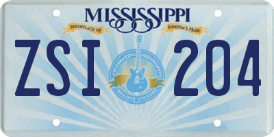 MS license plate ZSI204