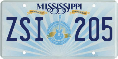 MS license plate ZSI205