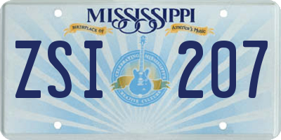 MS license plate ZSI207