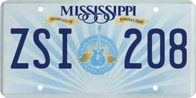 MS license plate ZSI208