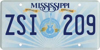 MS license plate ZSI209