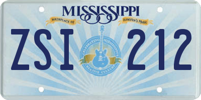 MS license plate ZSI212