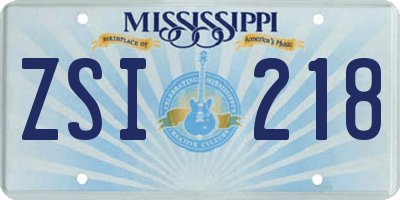 MS license plate ZSI218