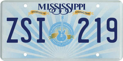 MS license plate ZSI219