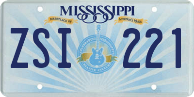 MS license plate ZSI221