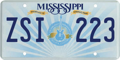 MS license plate ZSI223