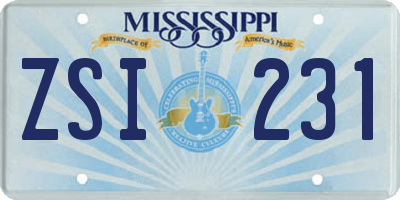 MS license plate ZSI231