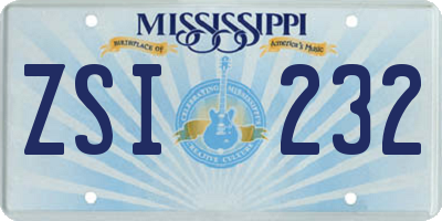 MS license plate ZSI232