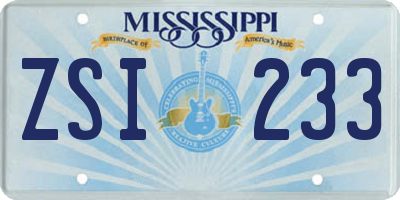 MS license plate ZSI233