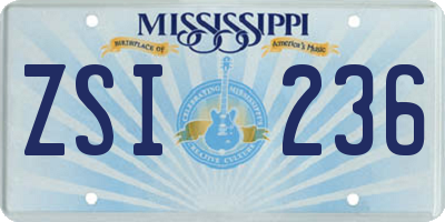MS license plate ZSI236