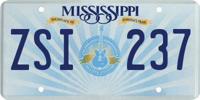 MS license plate ZSI237