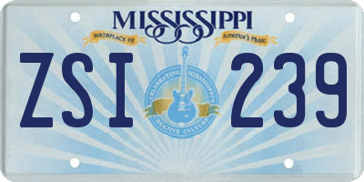 MS license plate ZSI239