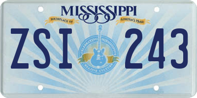 MS license plate ZSI243