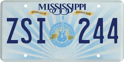 MS license plate ZSI244