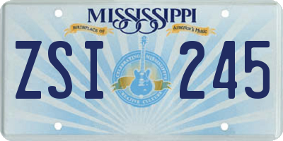 MS license plate ZSI245
